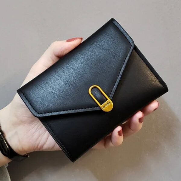 Folded small leather women wallet