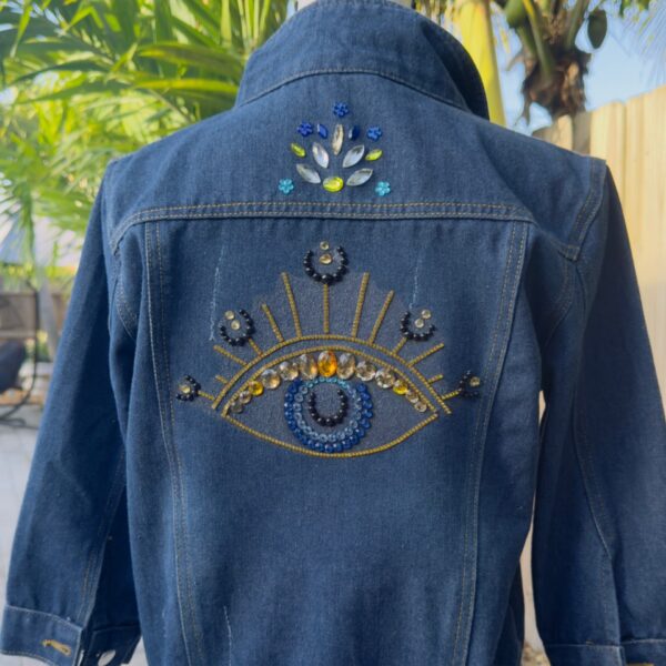 Women Denim Jacket 3/4 sleeve (beaded)